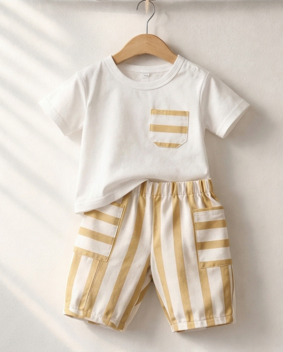 Calça + tshirt Lista Amarela