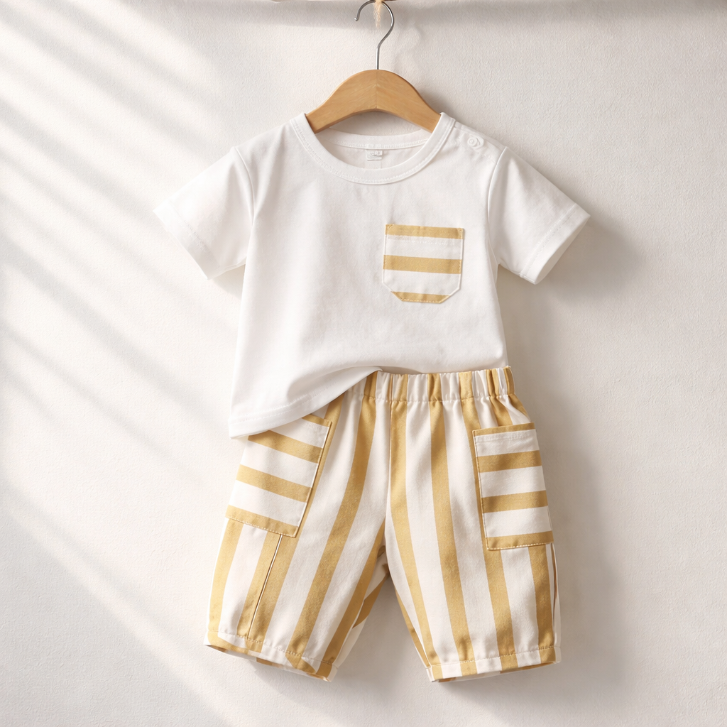 Calça + tshirt Lista Amarela