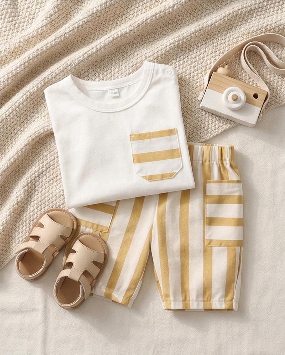 Calça + tshirt Lista Amarela